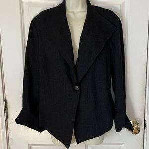 J. Jill size 12 dark gray one button blazer  almost black , slit cuff sleeve